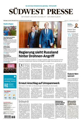Cover of Sudwest Presse - Metzinger Uracher Volksblatt - Der Ermstalbote