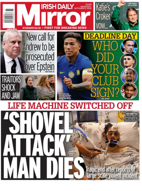 Cover of Irish Daily Mirror