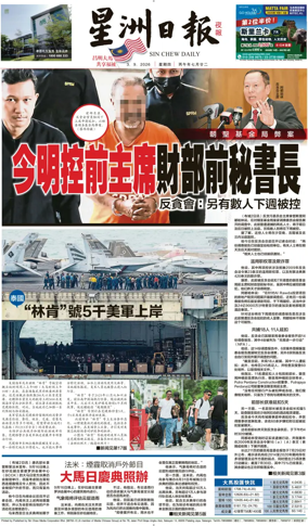 Cover of Sin Chew Daily - Metro Edition (Evening)