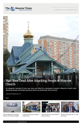 Cover of The Moscow Times - English