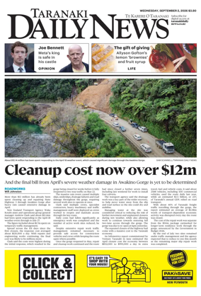 Cover of Taranaki Daily News