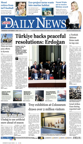 Cover of Hurriyet Daily News & Economic Review
