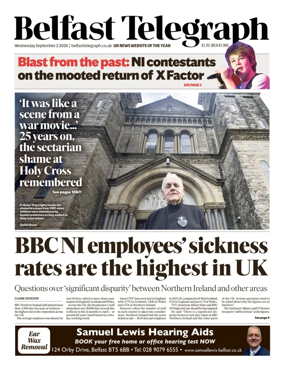 Cover of Belfast Telegraph
