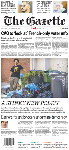 Cover of Montreal Gazette