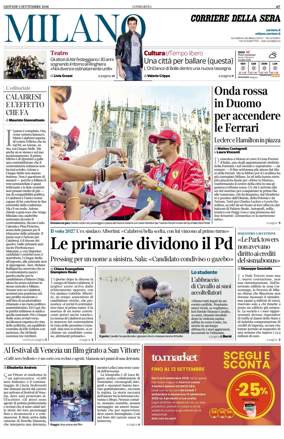 Cover of Corriere della Sera (Milano)