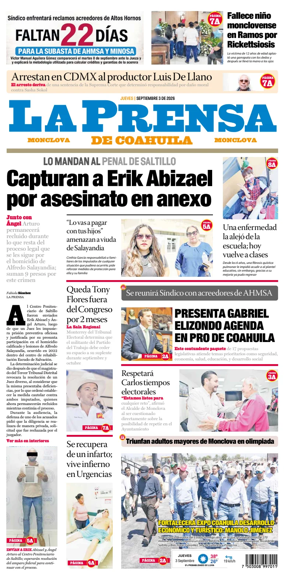 Cover of La Prensa de Coahuila