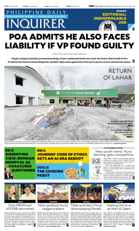 Cover of Philippine Daily Inquirer