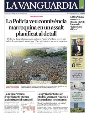 Cover of La Vanguardia (Catalonia - 1st edition)