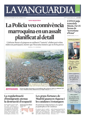 Cover of La Vanguardia (Catala)
