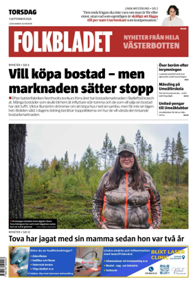 Cover of Folkbladet Vasterbotten