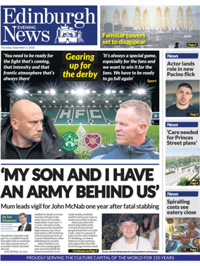 Cover of Edinburgh Evening News