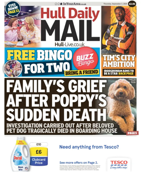 Cover of Hull Daily Mail