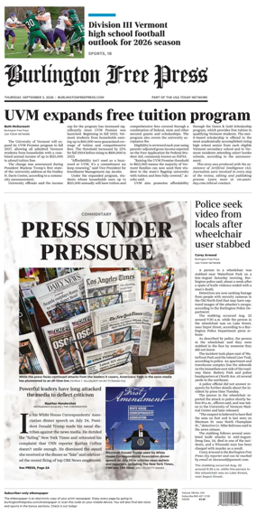 Cover of Burlington Free Press