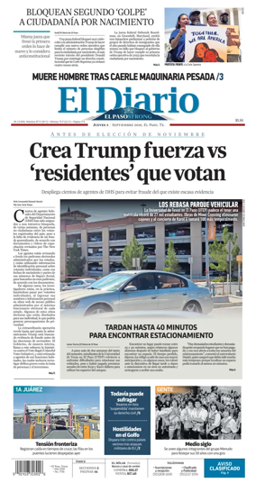 Cover of El Diario de El Paso