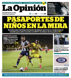 Cover of La Opinion