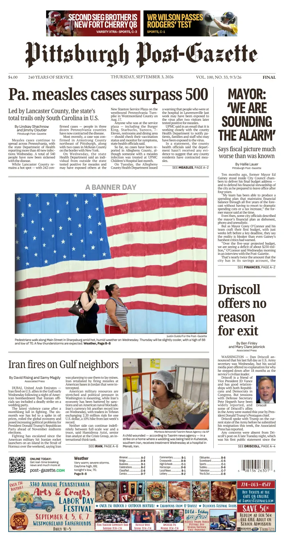 Cover of Pittsburgh Post-Gazette
