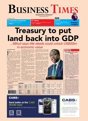 Cover of Business Times (Zimbabwe)