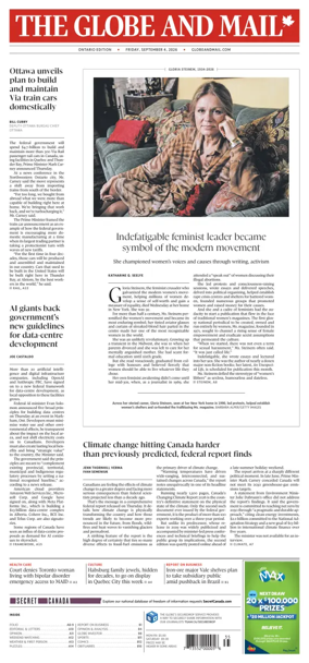 Cover of The Globe and Mail (Ontario Edition)