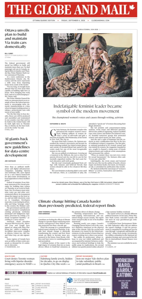 Cover of The Globe and Mail (Ottawa/Quebec Edition)
