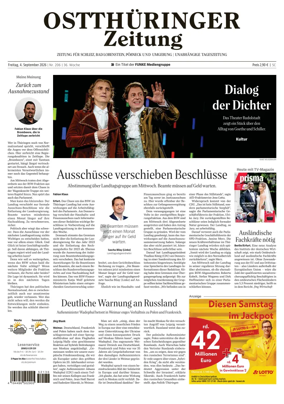Cover of Ostthuringer Zeitung (Posneck)
