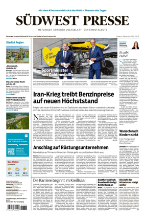 Cover of Sudwest Presse - Metzinger Uracher Volksblatt - Der Ermstalbote