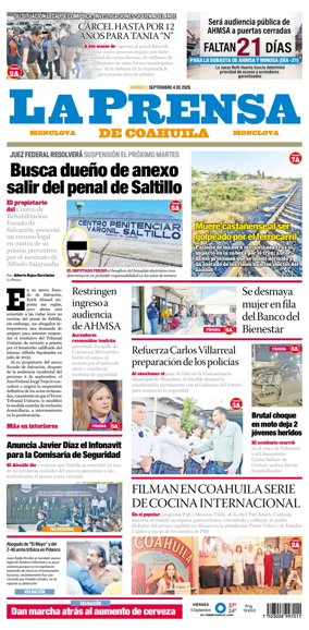 Cover of La Prensa de Coahuila