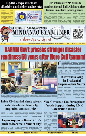 Cover of The Mindanao Examiner Regional Newspaper