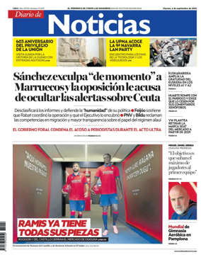 Cover of Diario de Noticias (Spain)