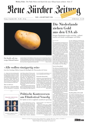 Cover of Neue Zurcher Zeitung