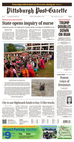 Cover of Pittsburgh Post-Gazette