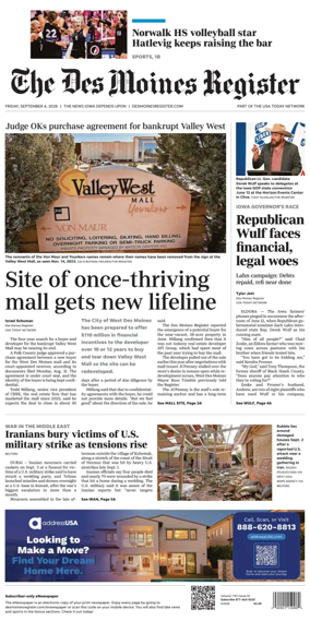 Cover of The Des Moines Register