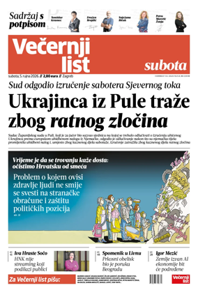 Cover of Vecernji list - Zagreb
