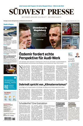 Cover of Sudwest Presse - Metzinger Uracher Volksblatt - Der Ermstalbote
