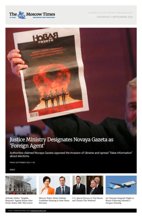 Cover of The Moscow Times - English