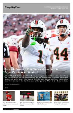 Cover of Tampa Bay Times TFP