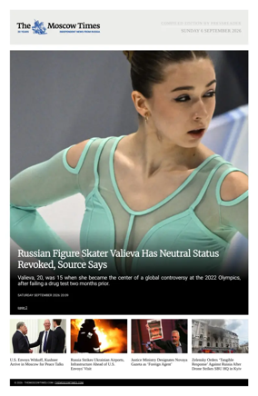 Cover of The Moscow Times - English