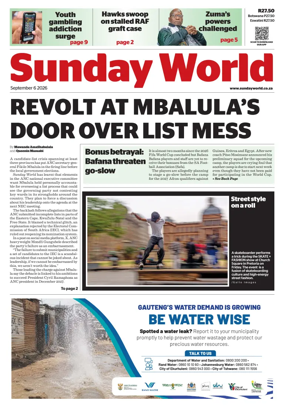 Cover of Sunday World (South Africa)