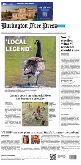 Cover of Burlington Free Press