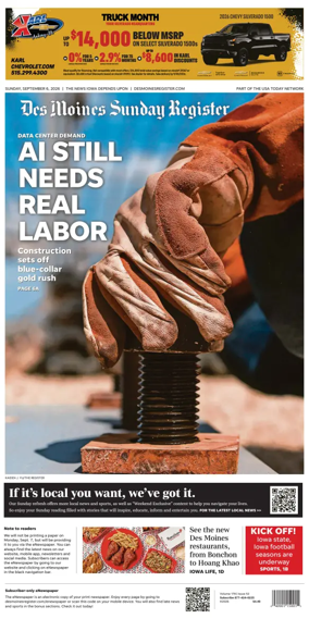 Cover of The Des Moines Register