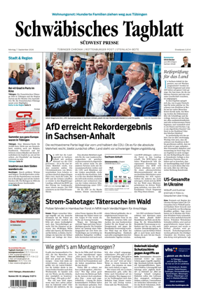 Cover of Schwabisches Tagblatt - Tubinger Chronik