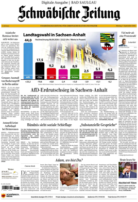 Cover of Schwabische Zeitung (Bad Saulgau)