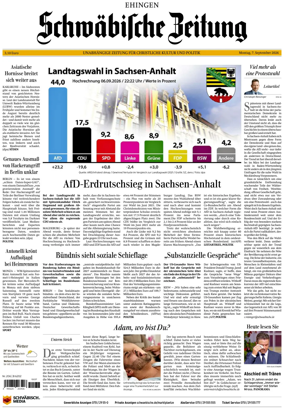 Cover of Schwabische Zeitung (Ehingen)
