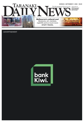 Cover of Taranaki Daily News