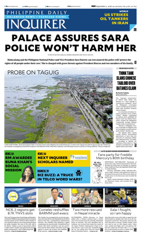 Cover of Philippine Daily Inquirer