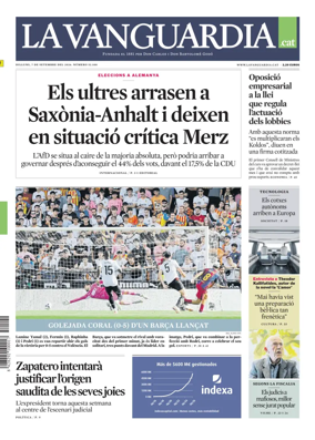 Cover of La Vanguardia (Catala)
