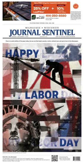 Cover of Milwaukee Journal Sentinel