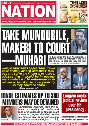 Cover of Daily Nation Newspaper