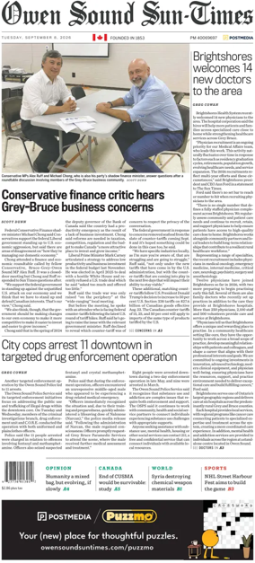 Cover of The Sun Times (Owen Sound)