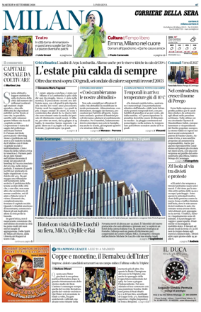 Cover of Corriere della Sera (Milano)