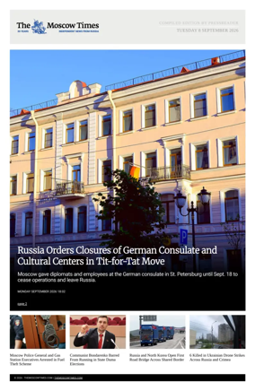 Cover of The Moscow Times - English